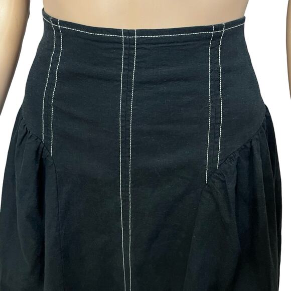 Anthropologie Curved Hem Linen Midi Skirt XS/S Flared Prairie Western Minimalist - Picture 3 of 8